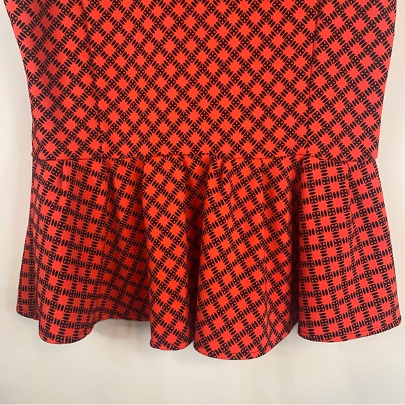 WORTHINGTON Patterned Coral Black Peplum Tank Top Blouse Black Zip Size XL - Picture 5 of 9